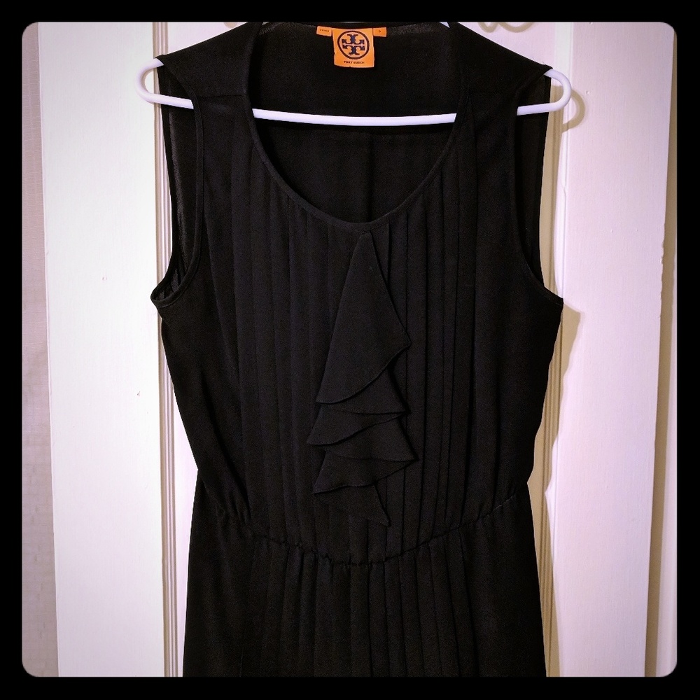 Tory Burch Sleeveless Silk Black Peplum Top (Sz 8)